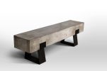 75" Gray and Black Metal and Concrete Indoor Outdoor Bench