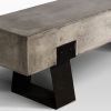 75" Gray and Black Metal and Concrete Indoor Outdoor Bench