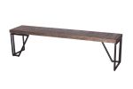 72" Modern Dark Acacia And Black Iron Bench