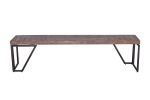 72" Modern Dark Acacia And Black Iron Bench