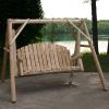 87" Natural Solid Wood Swing Chair