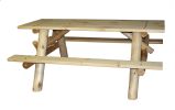 70" Natural Solid Wood Outdoor Picnic Table