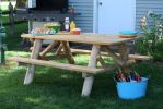 70" Natural Solid Wood Outdoor Picnic Table