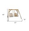 87" X 70" X 65"  Natural Wood Double Chair Swing