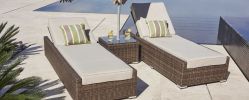 78" X 29" X 28" Brown 3Piece Outdoor Armless Chaise Lounge Set With  Cushions