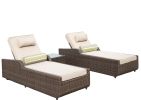 78" X 29" X 35" Brown 3Piece Outdoor Arm Chaise Lounge Set With  Cushions