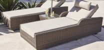 78" X 29" X 35" Brown 3Piece Outdoor Arm Chaise Lounge Set With  Cushions