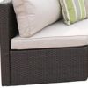 Six Piece Outdoor Black Wicker Sectional Seating Group with Beige Cushions