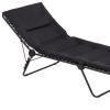 28" Black and Steel Outdoor Chaise Lounge with Black Cushion