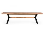 Modern Solid Drift Oak Bench With Black Powder Coated Metal Legs