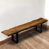 55" Live Edge Acacia Wood Bench With Black Metal Legs