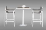 3 Piece Modern White And Gray Outdoor Bar Set