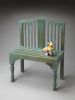 Antiqued Blue Solid Wood Bench