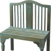 Antiqued Blue Solid Wood Bench