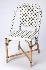 White And Brown Faux Rattan Dining Chair