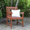 24" Brown Solid Wood Indoor Outdoor Arm Chair