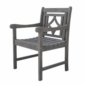 Distressed Dining Armchair With Decorative Back