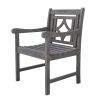 24" Gray Solid Wood Indoor Outdoor Arm Chair