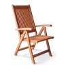 26" Mahogany Brown Solid Wood Indoor Outdoor Reclining Arm Chair