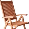 26" Mahogany Brown Solid Wood Indoor Outdoor Reclining Arm Chair