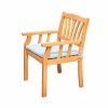 35" Natural Eucalyptus Slat Wood Outdoor Accent Chair with Aqua Cushion