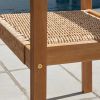 22" Set of Two Natural Wood and Rattan Indoor Outdoor Dining Chairs