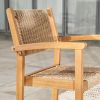 22" Set of Two Natural Wood and Rattan Indoor Outdoor Dining Chairs