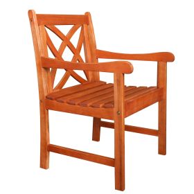 Brown Patio Armchair With Decorative Back