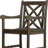 Distressed Patio Armchair With Decorative Back