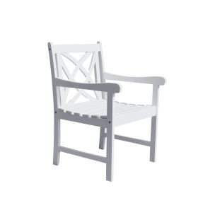 White Patio Armchair With Decorative Back