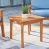 20" Natural Square Solid Wood Outdoor Side Table