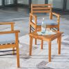 20" Natural Square Solid Wood Outdoor Side Table