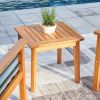 20" Natural Square Solid Wood Outdoor Side Table