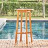 42" Natural Eucalyptus Slat Wood Outdoor Round Bar Table