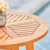 42" Natural Eucalyptus Slat Wood Outdoor Round Bar Table