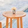 42" Natural Eucalyptus Slat Wood Outdoor Round Bar Table