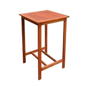 24" Brown Square Solid Wood Outdoor Bar Table