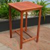 24" Brown Square Solid Wood Outdoor Bar Table