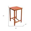 24" Brown Square Solid Wood Outdoor Bar Table