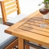 81" Brown Solid Wood Outdoor Dining Table with Umbrella Hole