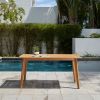 59" Natural Solid Wood Outdoor Dining Table with Umbrella Hole