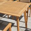 59" Natural Solid Wood Outdoor Dining Table with Umbrella Hole