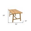 59" Natural Solid Wood Outdoor Dining Table