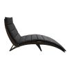 65" Faux Wicker and Dark Grey Cushions Chaise Lounge