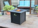 28" Black Square Propane Fire Pit with Lava Rocks and Cover