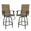 Set of Two 51" Brown Swivel Indoor Outdoor Bar Height chairs with Footrest