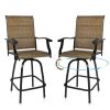 Set of Two 51" Brown Swivel Indoor Outdoor Bar Height chairs with Footrest