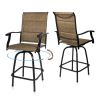 Set of Two 51" Brown Swivel Indoor Outdoor Bar Height chairs with Footrest