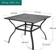 ?Black Square Metal Outdoor Dining Table With Umbrella Hole