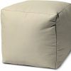 17" Ivory Canvas Cube Outdoor Pouf Ottoman